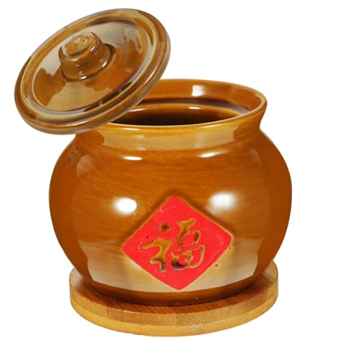 QUMIIRITY 陶器製蒸しスープポット 蓋付き レトロ薬膳スープ容器 小型セラミック?? おしゃれな一人用スチューポット 鍋料理や鳥の巣蒸しに