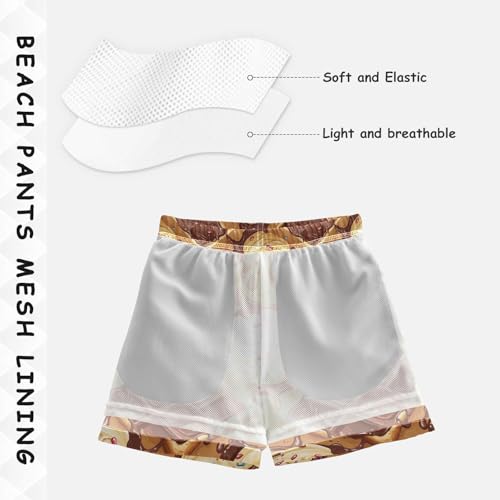 Pigsaly Boys Swim Trunks Chocolate Waffle Sprkle Colorful Ice Cream Boys Board Shorts Swimsuit Swimwear Bathing Suit XS4