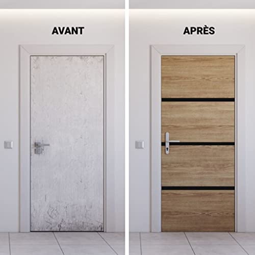 Nordlinger Pro Türrenovierungsset Eiche Natur 890513-4 Furnierblätter 85 x 50 cm & 3 Profile schwarz 85 x 2 cm