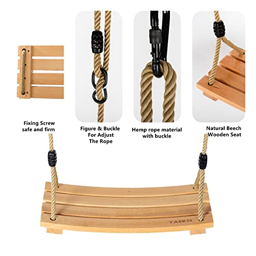 Wooden Tree Swings Tree Swing for Adults Children Kid's Wood Swing Seat with Adjustable Rope 220lbs Load Wooden Swing Set for Indoor Outdoor