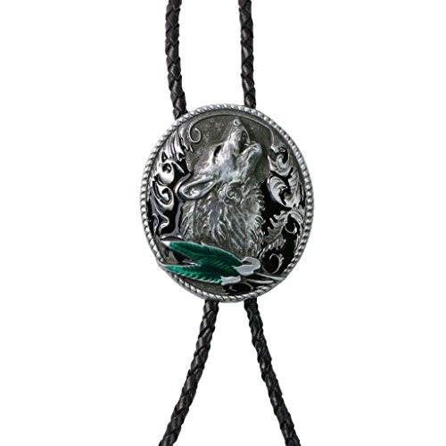 gazechimp Prata Antigo Vintage Howling Pingente De Colar Ocidental Cowboy Bolo Tie