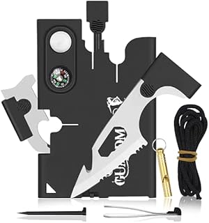 Stocking Stuffers for Men Wallet Tool Christmas Gifts For Him Upgraded 18 in 1 Survival Credit Card Multitool By GUARDMAN Multipurpose Tool With Survival Knife Fire Starter, Whistle, Compass Dad Gift