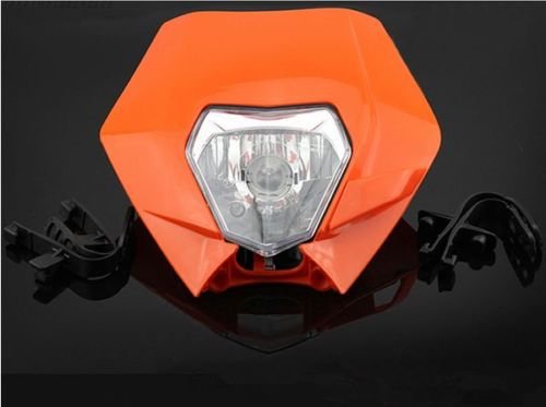 Motorcycle Dirt Bike Dual Sport Off-Road Headlight for Honda Kawasaki Suzuki Yamaha Custom (Orange)