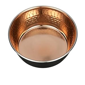 Neater Pet Brands Hammered Decorative Designer Bowls – Luxury Style Premium Dog and Cat Dishes (Large, Black Copper)