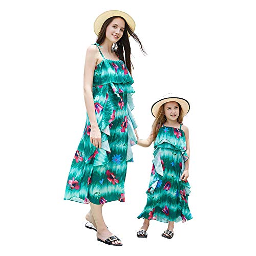 Mulampli Summer Family Matching Clothes Mother and Daughter Mom Baby Girls Dresses Skirt Bench Cacas