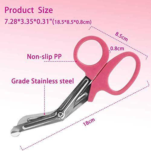 Opoway Nurse Penlight with Pupil Gauge LED Penlight Medical for Doctor Nurse Diagnostic with Free Batteries and 7 ½" Pink Bandage Scissors