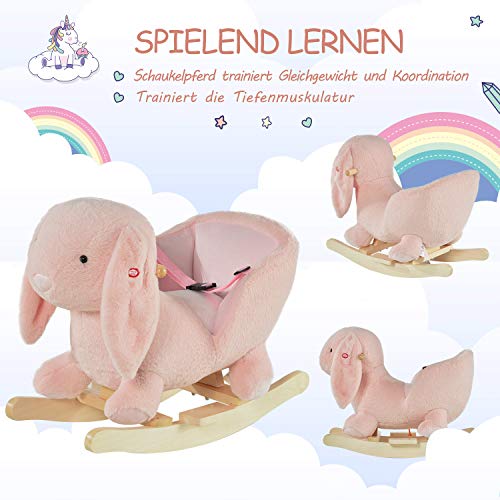 HOMCOM Schaukeltier Schaukelpferd Kinder Schaukel Rosa 60 x 33 x 50 cm – Bild 6