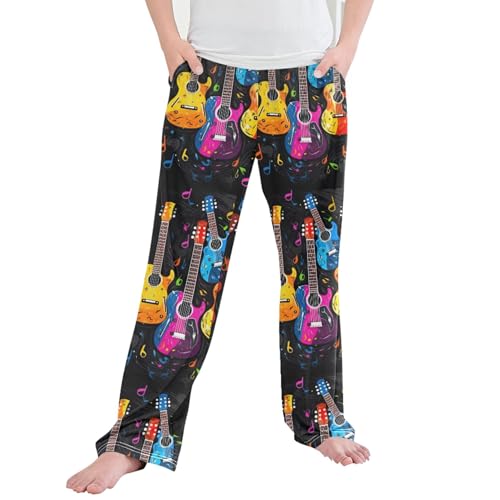 Guitar Long Pajama Pants Elastic Waist PJ Bottoms with Pockets S A110138