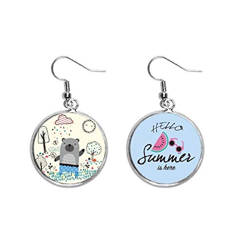 Pendientes de sandía azul silueta rinoceronte para lóbulo