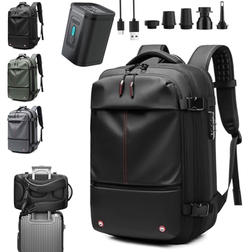 Vacpack Backpack, vacuum backpack, 60L Vacuum Compress Pack Expandable Backpack, Waterproof And Anti-Theft Travel(Black,With vacuum pump)