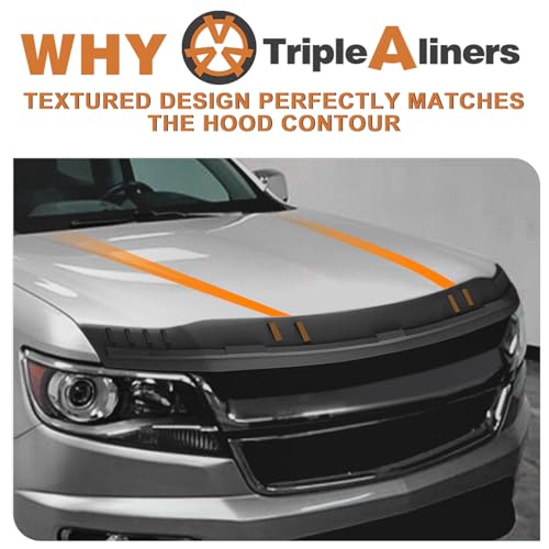 Image of TripleAliners Hood Bug Deflector Protector for 2015-2022 Chevy Colorado | Hood Protector, Bug Deflector Shield Replacement, Flexible TPE Material, Easy to Install, Upgraded adhesion