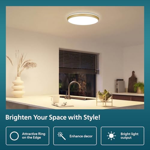 Philips 24W LED Surface Ceiling Light | Decorative IP44 WaterProof Saturn Gold Ceiling Light for Home| Crystal White, Pack of 2