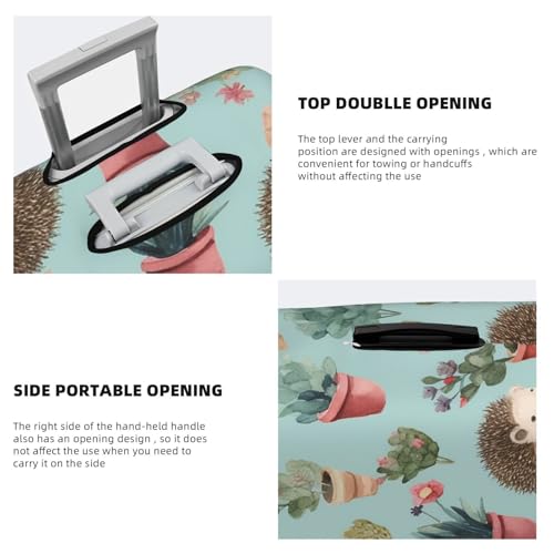 Travel Luggage Cover Hedgehog potted flower Suitcase Protector Elastic Washable Stretch Suitcase Protector Anti-Scratch Travel Suitcase Cover Fit 18-32 Inch Luggage4