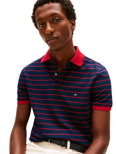 Image of Tommy Hilfiger Men's Short Sleeve Polo Shirts in Regular Fit With Stretch and Organic Pique Cotton