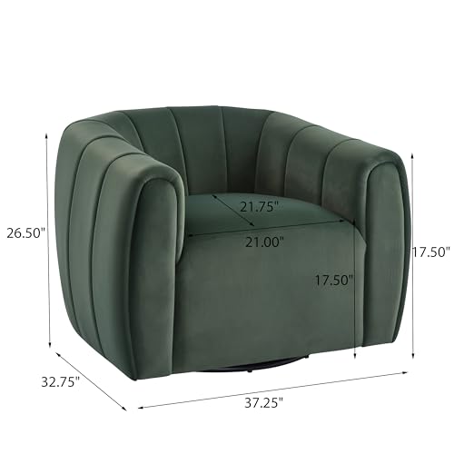 Christopher Knight Home Monroe Velvet Swivel Club Chair,Armchair with 360-Degree Rotation,Upholstered Barrel Swivel Sofa Chair for Living Room/Bedroom,Tufted Back,Thick Cushion, Iron Base, Olive Green by Christopher Knight Home - Image 3