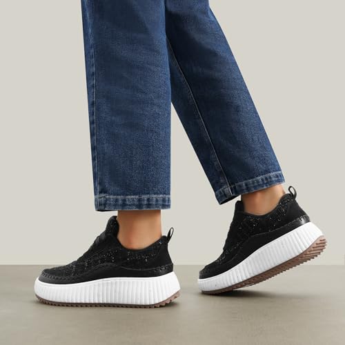 Image of DREAM PAIRS Women Chunky City Tweed Comfortable Casual Platform Fashion Sneaker