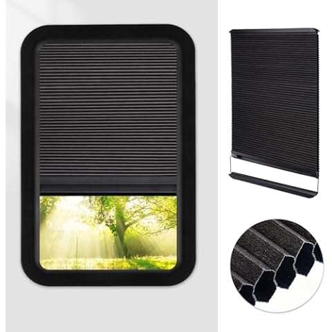 RV Door Window Shades Replacement for Lippert Prepped Entry Doors, 12'' x 21'' RV Thin Window Blinds Shade Covers with Double Layer Cellular Sun Shade for RV Campers Travel Trailers Cover