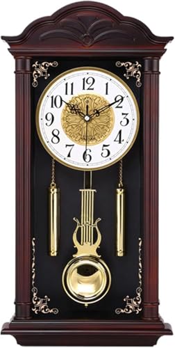 Reloj de pared de madera con péndulo de campanilla, reloj tradicional silencioso, reloj de pared clásico con péndulo oscilante