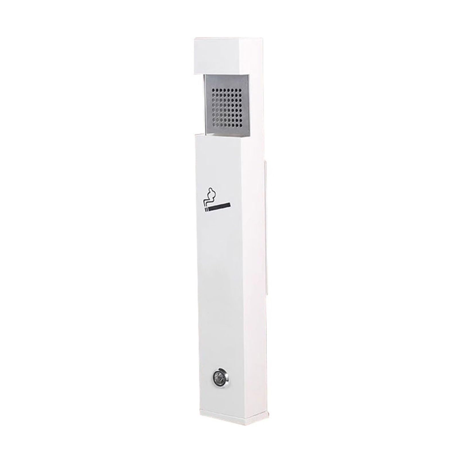 Stand ashtray Iron Baked Ename Ash Column Wall Mounted Rainproof tray for Outside Pub Garden Pillar(White)