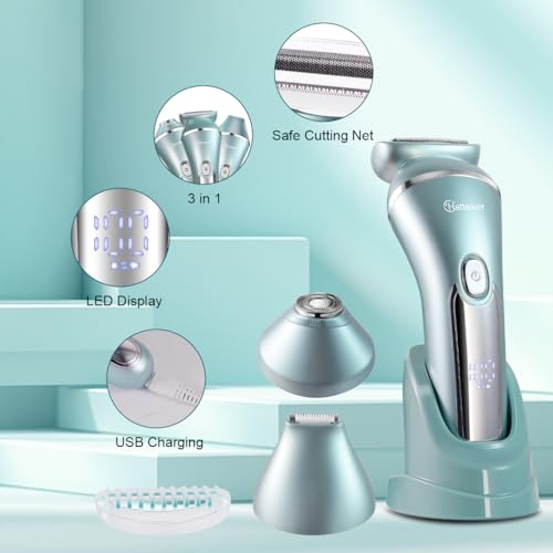 Yangers afeitadora eléctrica para mujer 3 en 1, maquinilla de afeitar mujer recortadora vello pubico, depiladora cortadora intima femenina electirc shaver para bikini,cuerpo,brazos,piernas,facial - imagen 3