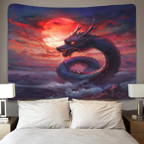 Couverture murale 3D dragon maléfique en polyester doux lavable
