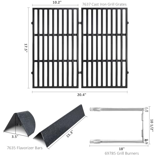 Image of Grill Parts for Weber E-210, E-220, S-210, S-220 Spirit I&II 200 Series with Front-Mounted Control 7635 Flavorizer Bars 7637 Grill Grates 69785 Grill Burners Replacement for Weber