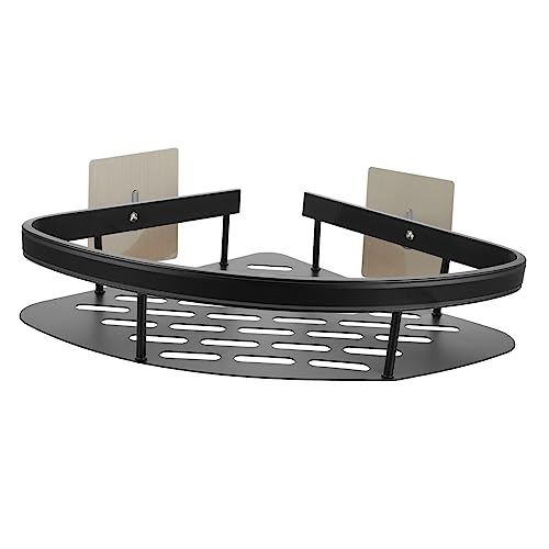 KONTONTY Estante Triangular Bath Asiento Baño Ducha Decoración Muro Estante De Almacenamiento De Esquina Organizador De Artículos Varios Soporte De Aseo Black Aleación De Aluminio