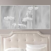 3 Piece Framed Canvas Wall Art Black and White Botanical Canvas Prints Home Artwork Decoration for Living Room,Bedroom - 16