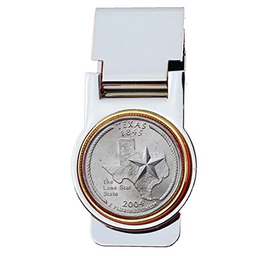 US 2004 Texas State Quarter Coin Hinged Money Clip NEW