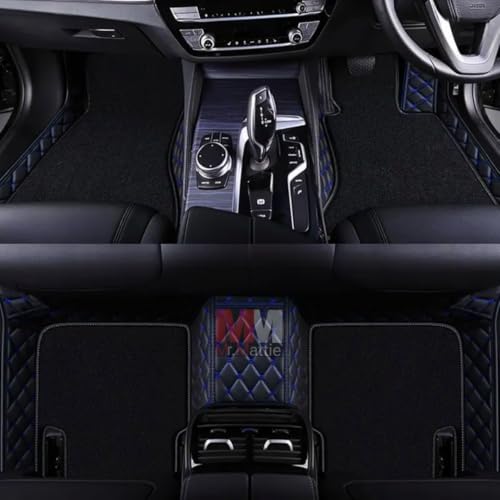 Image of Mr Mattie 7D Car Floor Mats Compatible with BMW 6 Series, Black /Blue