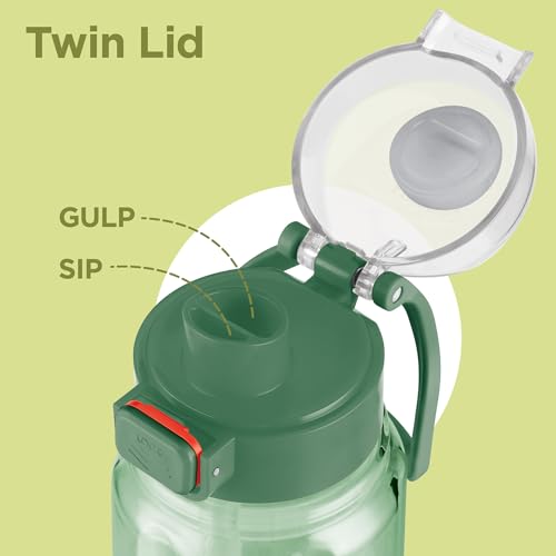 Image of MILTON Aston 700 BPA & BPS-Free Water Bottle 700 ml| Food-Grade Plastic | One-Click Open | Leak-Proof | Sip & Gulp Lid I Ideal for Office, School, College, Gym, Green