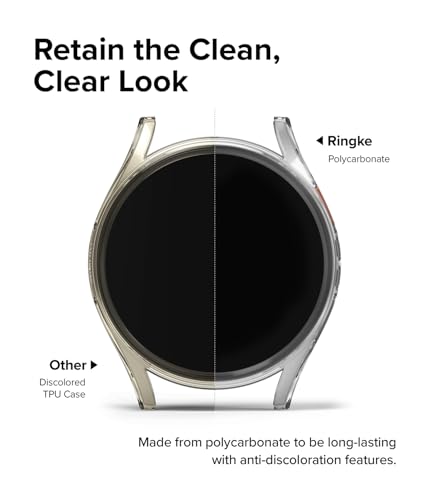 Image of Ringke Slim & Glass Compatible with Samsung Galaxy Watch 7 44mm Case [Combo] Anti-Scratch Hard PC Frame Protection Cover with HD Clear Tempered Glass Screen Protector - Alpine Clear