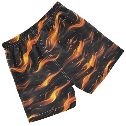 Pigsaly Boys Swim Trunks Digital Orange Fire Boys Board Shorts Swimsuit Swimwear Summer Bathing Suit XS2