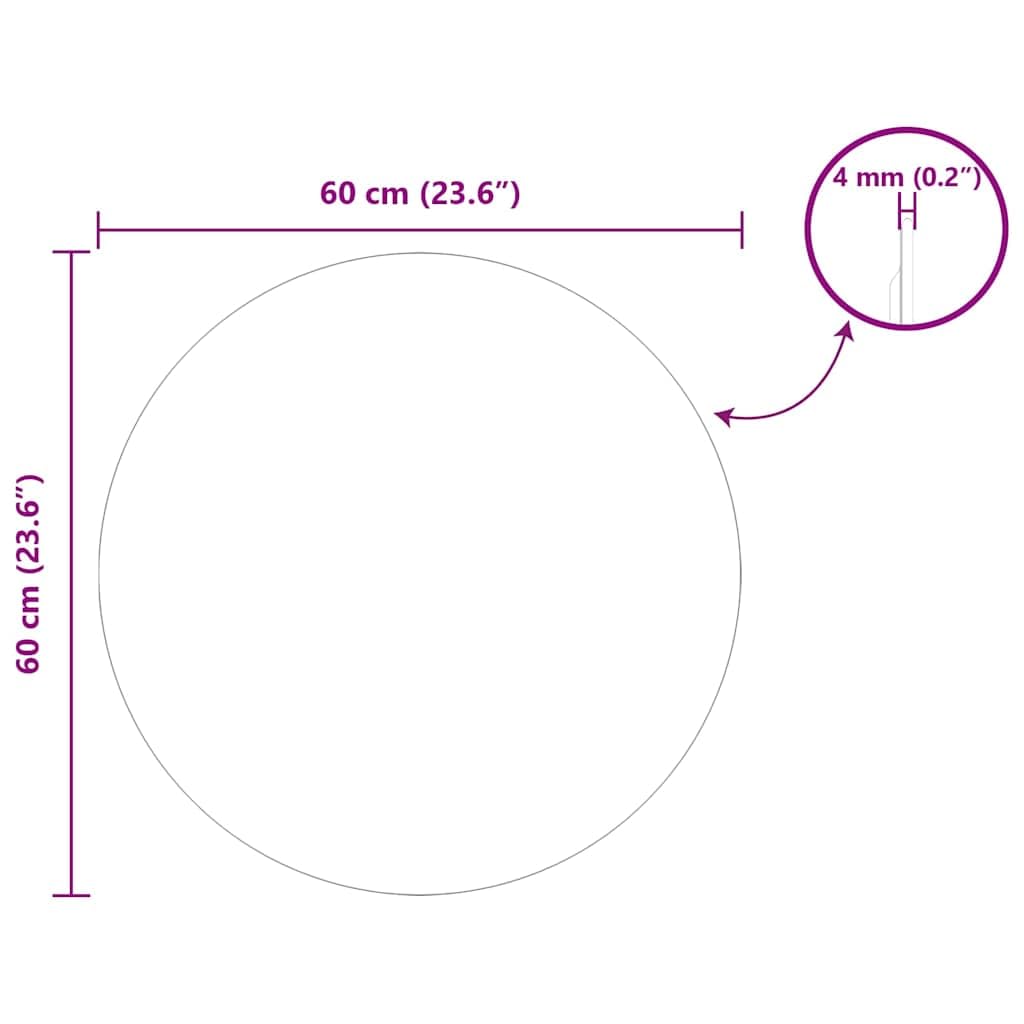 Générique Miroir Mural Rond Ø 60 cm Verre trempé,Maison & Jardin,Décorations,Miroirs,4.7 KG,42023015
