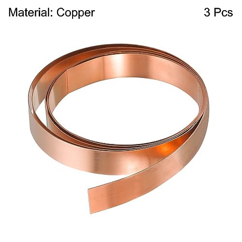 uxcell Copper Sheet Roll, Metal Foil Plate 1000mm x 10mm x 0.5mm 3pcs
