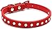 Dog Collar Crystal Bling Rhinestone pu Leather Puppy Cat Collars Necklace Neck Strap (Red, M)