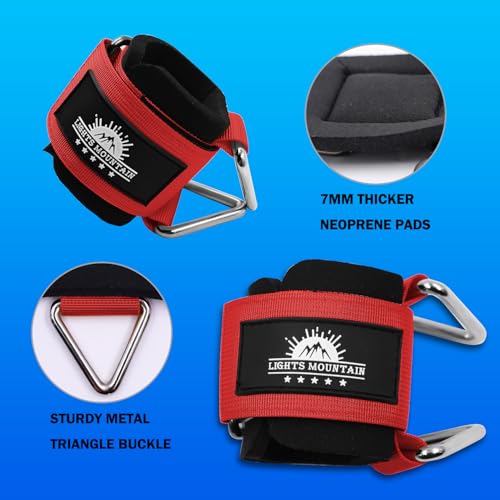 Image of Adjustable Wrist Cuffs Neoprene Padded Straps for Cable Machines Strength Training Equipment