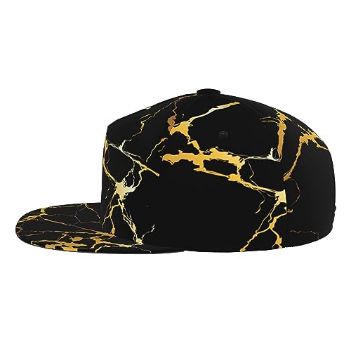 RIMENCH Unisex Adjustable Snapback Trucker Hat Black Marble Gold Texture Baseball Dad Hat3