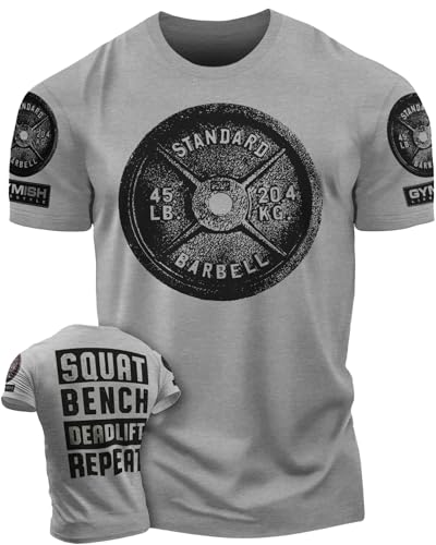 Squat Bench Deadlift Repeat Workout Shirts for Men Weight Plate Gym T-Shirt