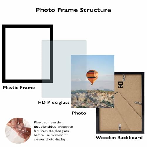 Image of JCJMY 10x12 Picture Frame Black for Wall, Wall Hanging Horizontally or Vertically, 10 x 12 Wall Gallery Poster Photo Frame with Shatter Resistant Plexiglass, Black