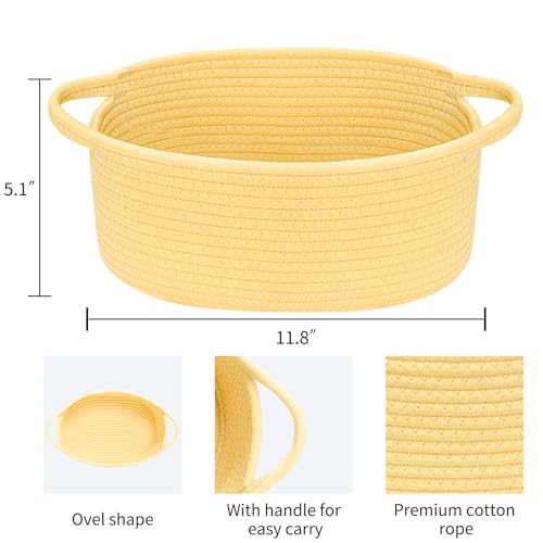 ABenkle Small Basket with Handles - Decorative Durable Rope Woven Storage Bin Shelf Storage Organizer Cube, Easter Baby Gift Basket, 12