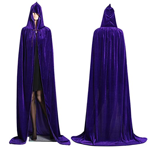 ALIZIWAY Unisex Hooded Cloak Full Long Velvet Cape for Halloween Cosplay Costumes - Image 3
