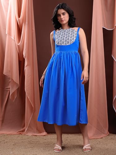 Image of PURVAJA Women's Midi Cotton Blend Dress (Floe-246-250)