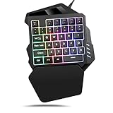 Teclado para Juegos con una Sola Mano, Teclado Profesional para Juegos con retroiluminación RGB con Cable USB y 35 Teclas Teclado ergonómico para Juegos con reposamuñecas para computadora, laptops