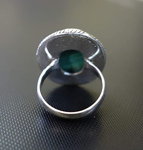 Bague Malachite Verte Argent 925 fait main au style gitan ethnique chic