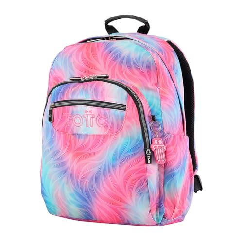 TOTTO - Mochila Escolar Adaptable a Carro, Modelo Acuareles, Capacidad 20 L, Bolsillo para Pc 14', 2...