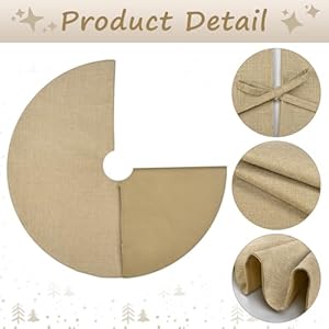 Yuboo Mini Burlap Brown Christmas Tree Skirt 24in Small Double Layer Linen Rustic Farmhouse Xmas Skirt for Tabletop Tree Countryside Christmas Party Decor Ornaments