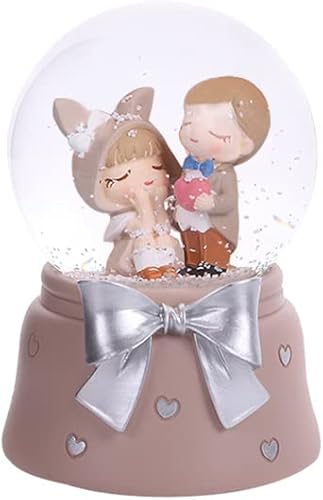 Cute Sweethearts - Globo de nieve con luces LED que cambian de color, regalo de Navidad, cumpleaños, San Valentín para novia y esposa (B)