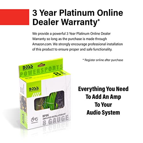 BOSS Audio Systems BP8K 8 Gauge Car Amplifier Installation Wiring Kit - A Car Amp Wire Kit Helps You Make Connections and Brings Power to Your Radio, Subwoofers and Speakers