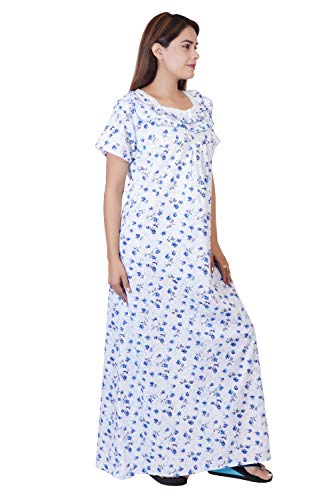 Image of Women's Cotton Block Print Knee Length Nighty